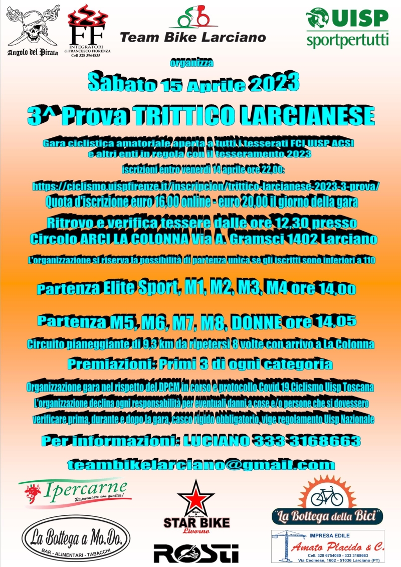 TRITTICO LARCIANESE 2023 3^ PROVA - Iscriviti